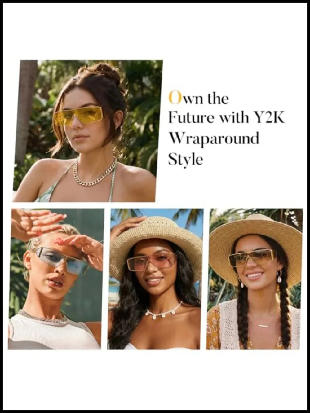 Oversized Y2K Rectangle Sunglasses for Women Men, Metal Frame UV Protection,